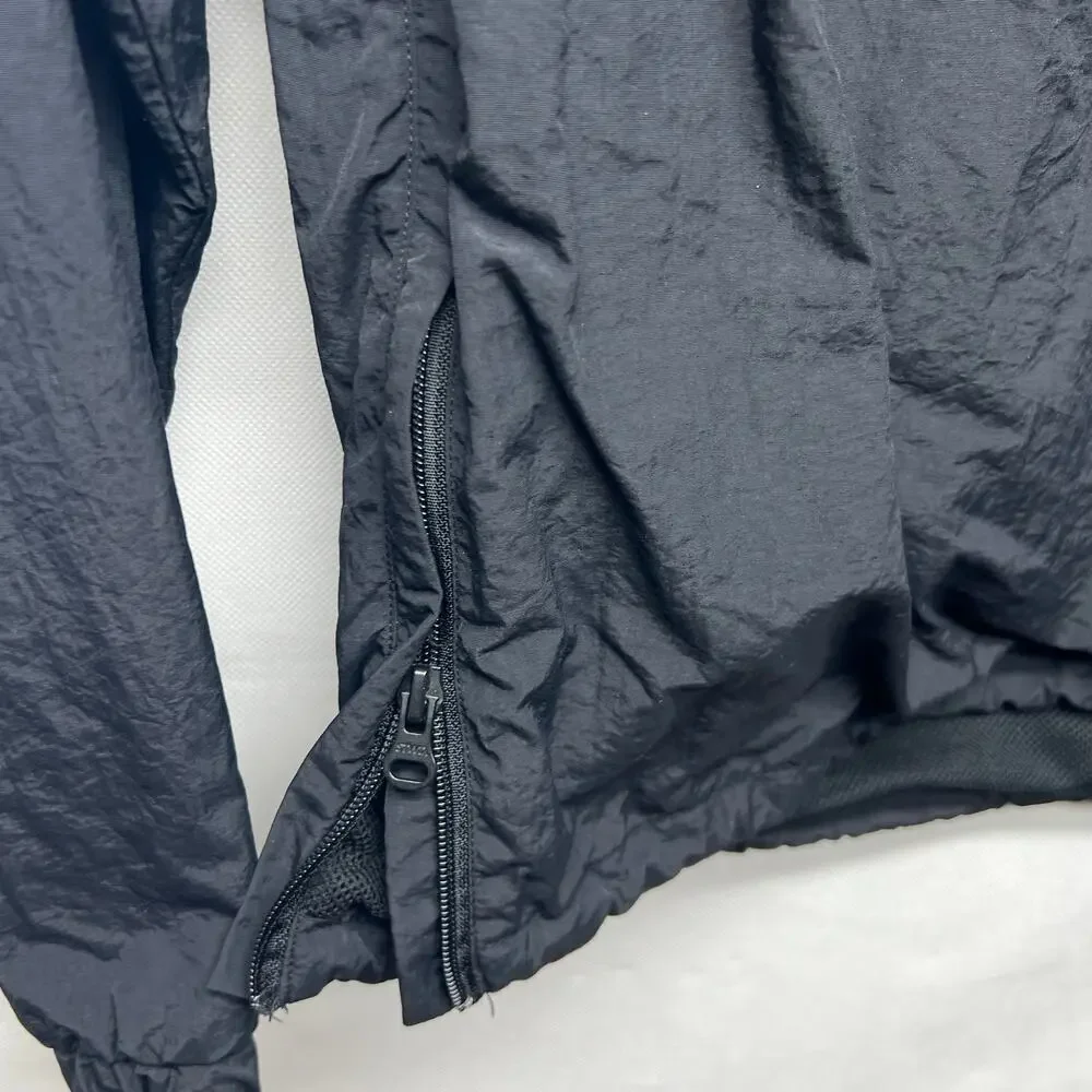 Pull&Bear Men's Black Windbraker Size XS Hooded 1/4 Zip Long Sleeves